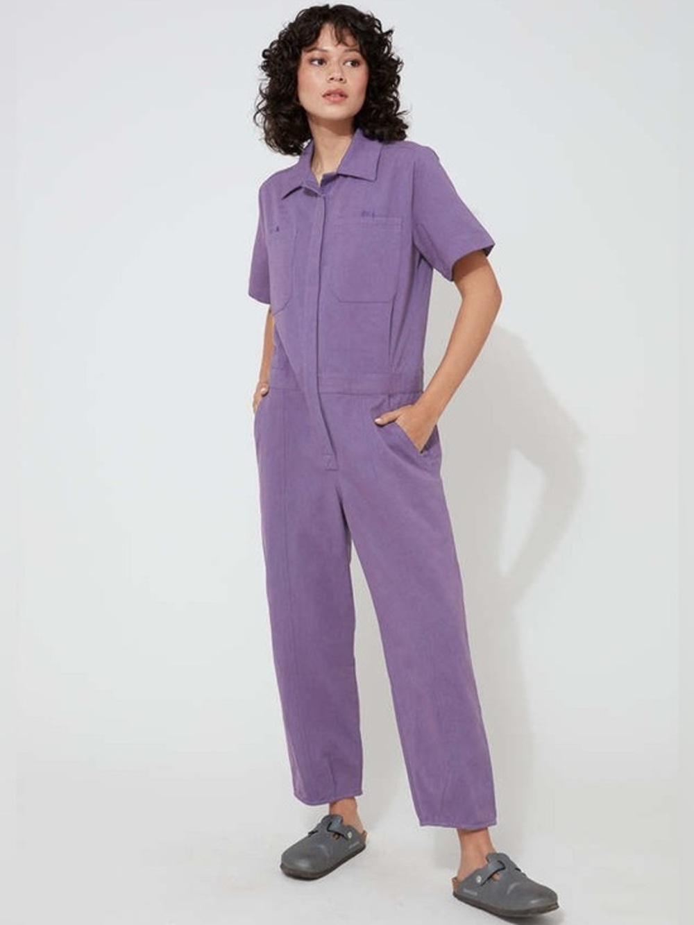 Back Beat Co. Organic Cotton Twill Boiler Suit in Purple Size Small